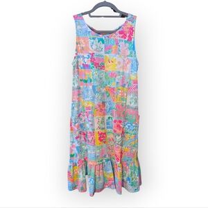 Lilly Pulitzer Kristen Flounce Dress “Pop Up Lilly State Of Mind” Print Cotton